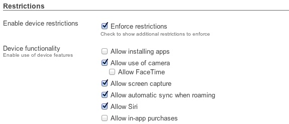 iPad, PC, and Mac restrictions